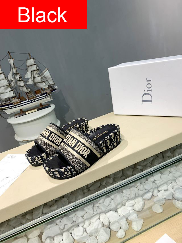 Dior orignal cotton heeled slide DS0037