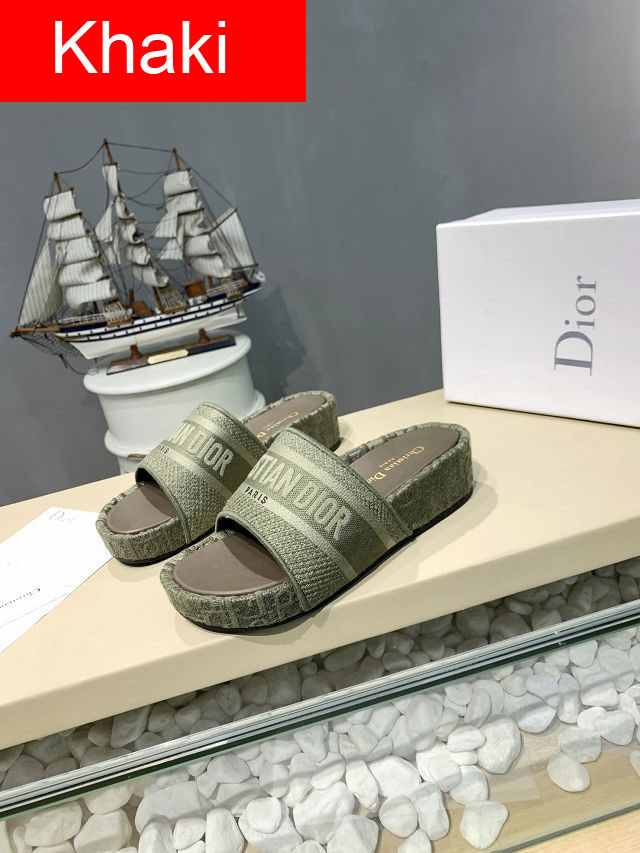 Dior orignal cotton heeled slide DS0037