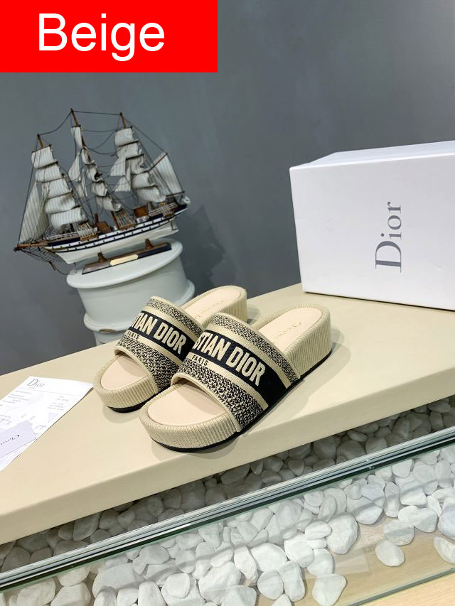 Dior orignal cotton heeled slide DS0037