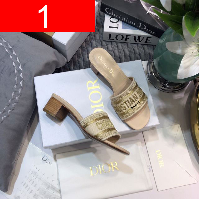 Dior orignal cotton heeled slide DS0049