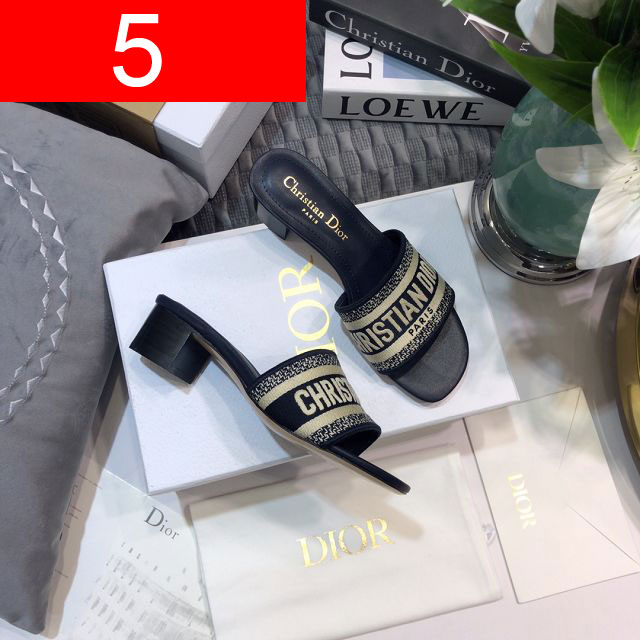 Dior orignal cotton heeled slide DS0049