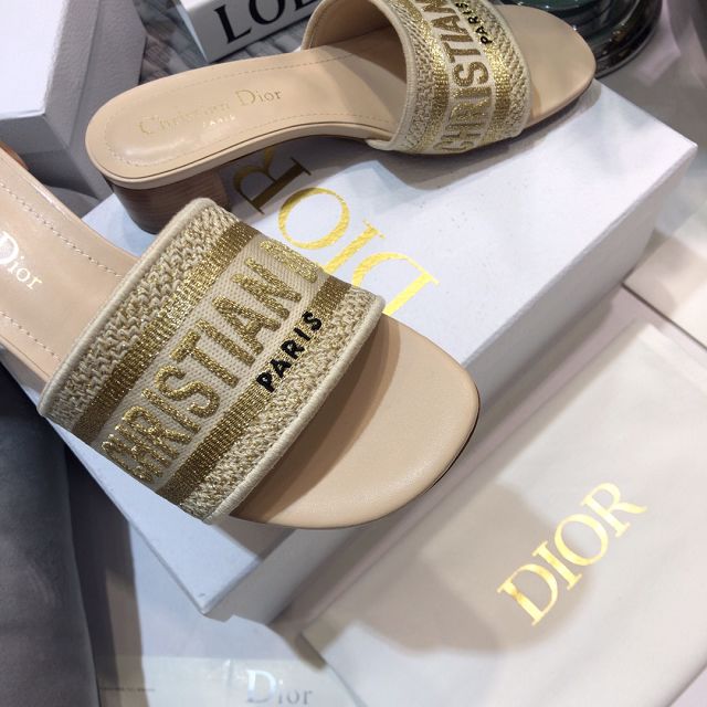 Dior orignal cotton heeled slide DS0049