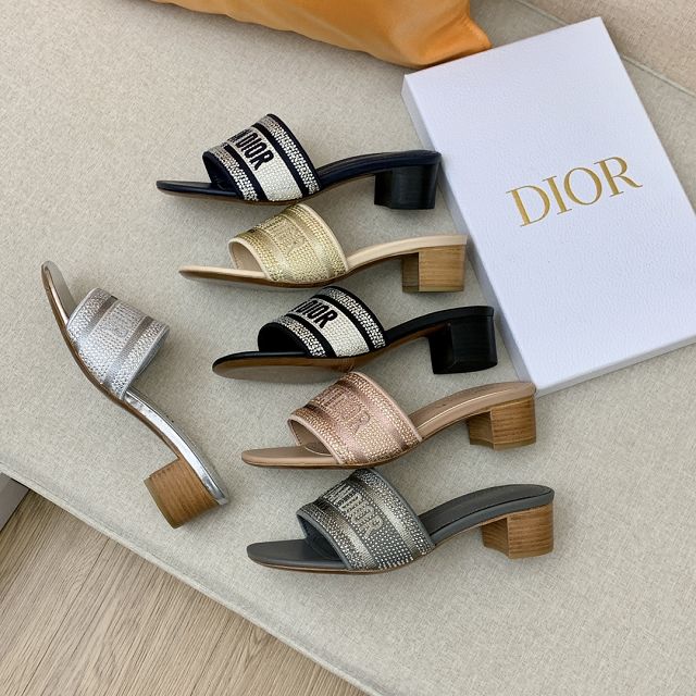 Dior orignal cotton heeled slide DS0133