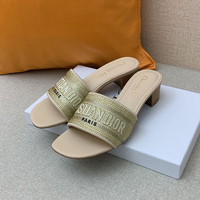 Dior orignal cotton heeled slide DS0133