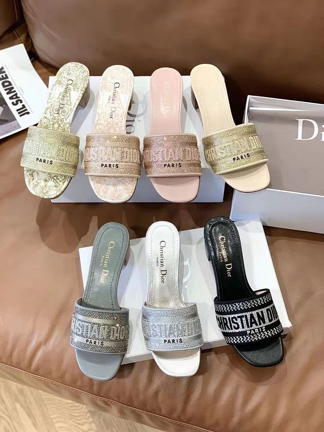 Dior orignal cotton heeled slide DS0178