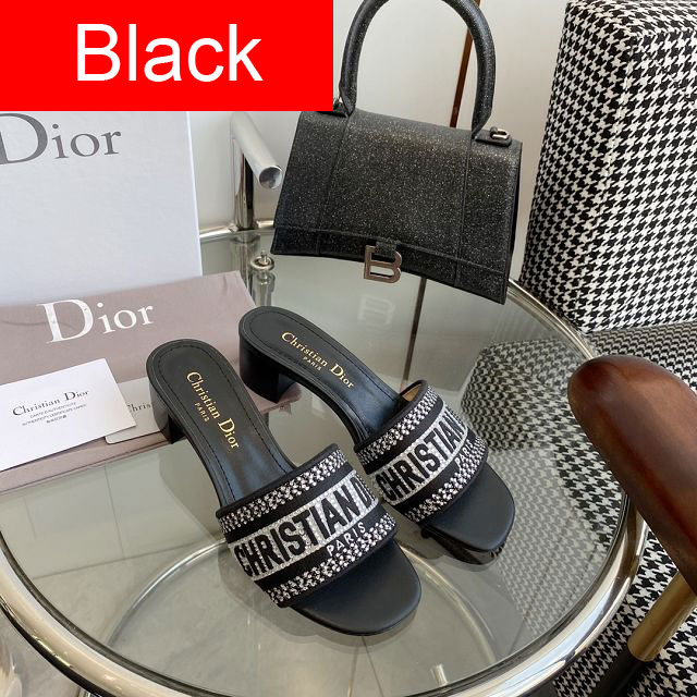 Dior orignal cotton heeled slide DS0178