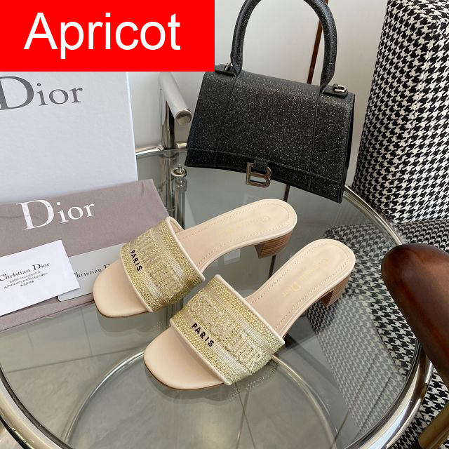 Dior orignal cotton heeled slide DS0178