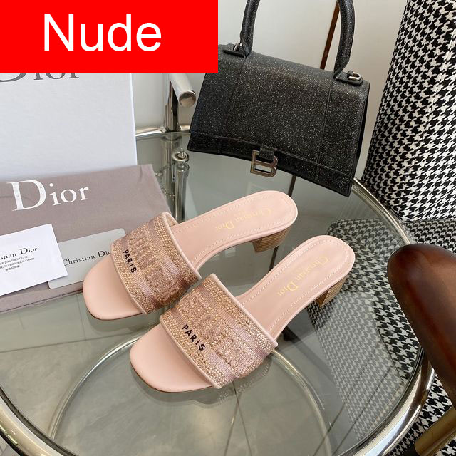 Dior orignal cotton heeled slide DS0178