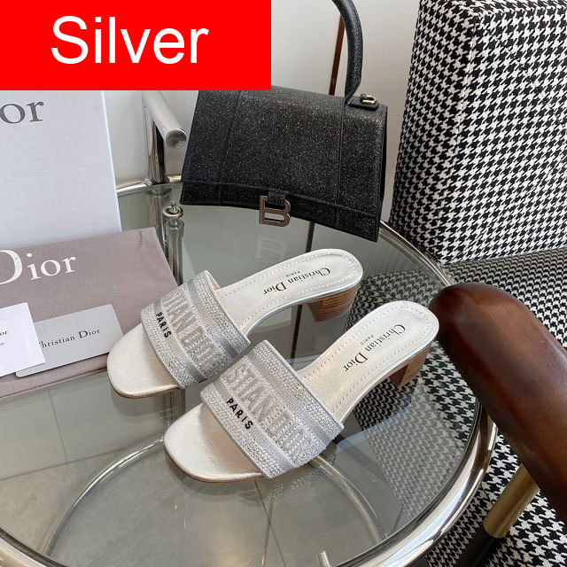 Dior orignal cotton heeled slide DS0178