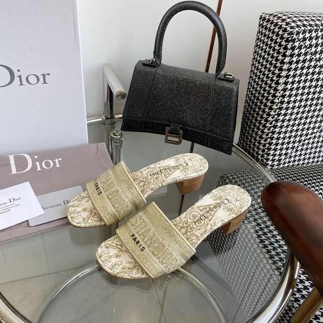 Dior orignal cotton heeled slide DS0178