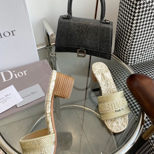 Dior orignal cotton heeled slide DS0178