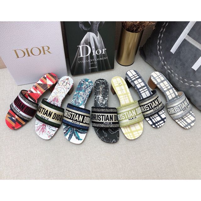 Dior orignal cotton heeled slide DS0191