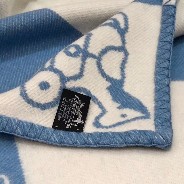 Hermes original cashmere blanket HB079 blue