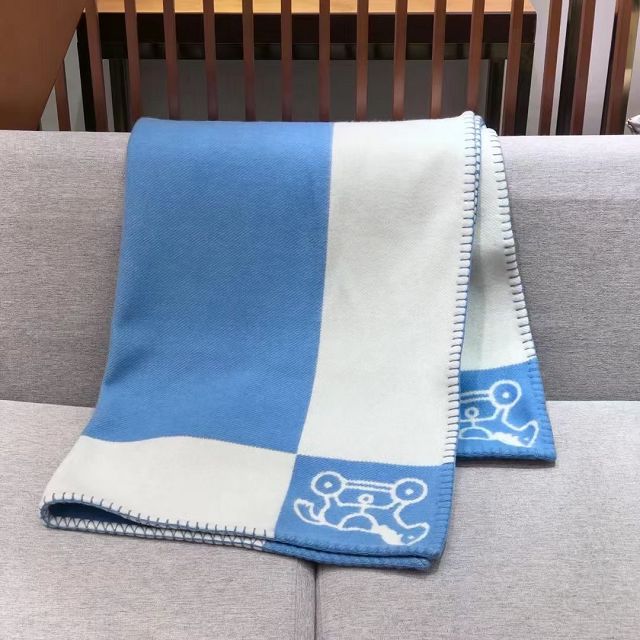 Hermes original cashmere blanket HB079 blue