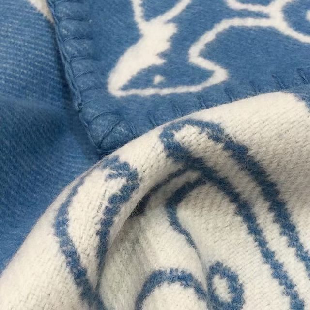 Hermes original cashmere blanket HB079 blue