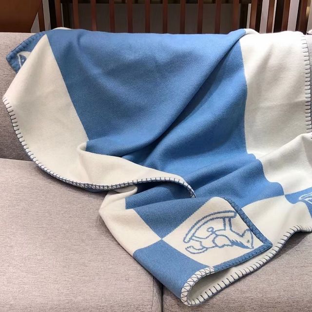 Hermes original cashmere blanket HB079 blue