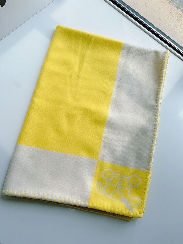 Hermes original cashmere blanket HB079 yellow