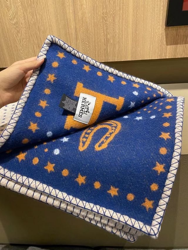 Hermes original wool blanket HB076 blue