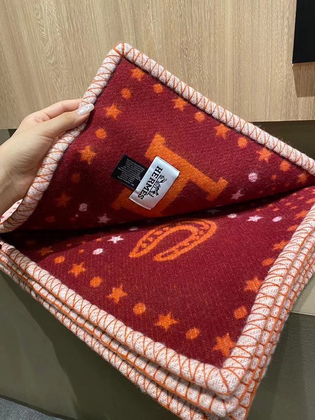 Hermes original wool blanket HB076 red