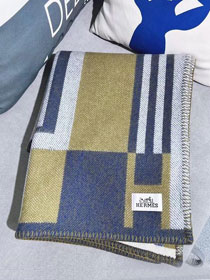 Hermes original wool ithaque blanket HB080 khaki&blue
