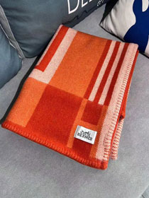 Hermes original wool ithaque blanket HB080 orange