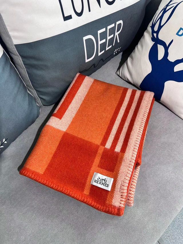 Hermes original wool ithaque blanket HB080 orange