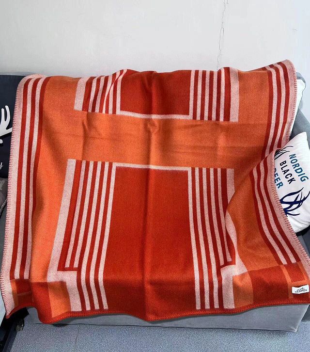 Hermes original wool ithaque blanket HB080 orange