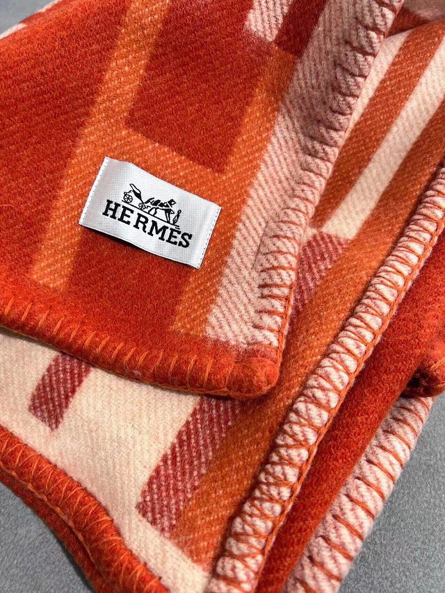 Hermes original wool ithaque blanket HB080 orange