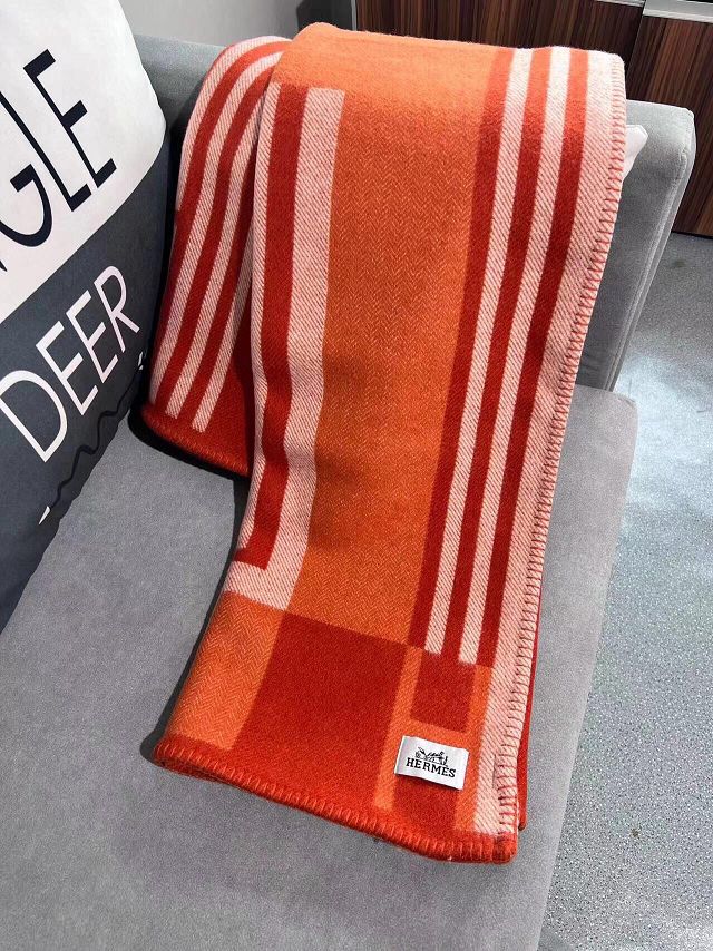 Hermes original wool ithaque blanket HB080 orange