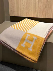Hermes original wool diagonale blanket HB075 yellow