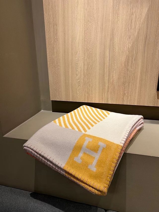 Hermes original wool diagonale blanket HB075 yellow