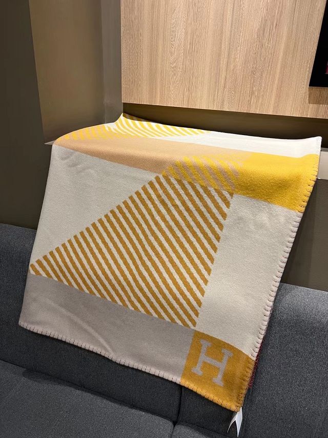 Hermes original wool diagonale blanket HB075 yellow