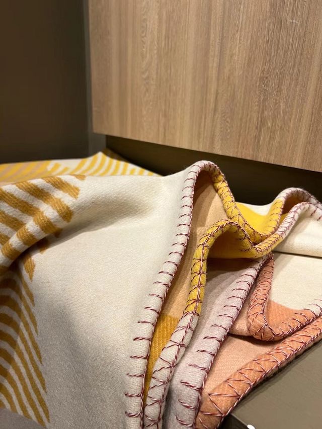 Hermes original wool diagonale blanket HB075 yellow