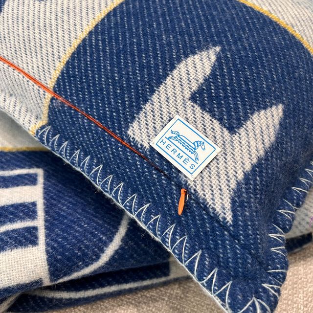 Hermes original wool epopee blanket HB074 blue