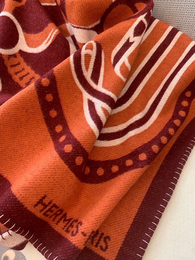 Hermes original wool hippomobile blanket HB077 bordeaux