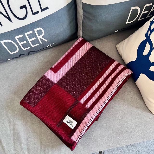 Hermes original wool ithaque blanket HB080 wine red