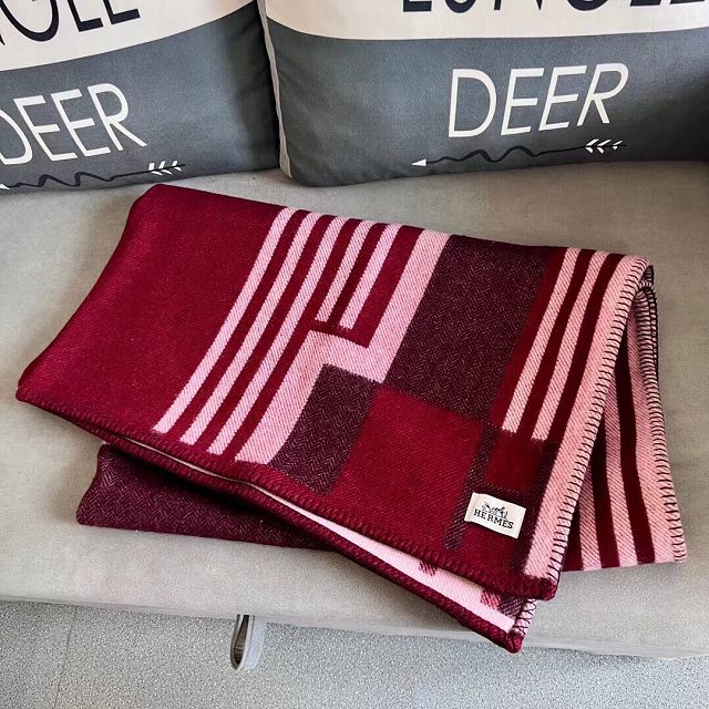 Hermes original wool ithaque blanket HB080 wine red