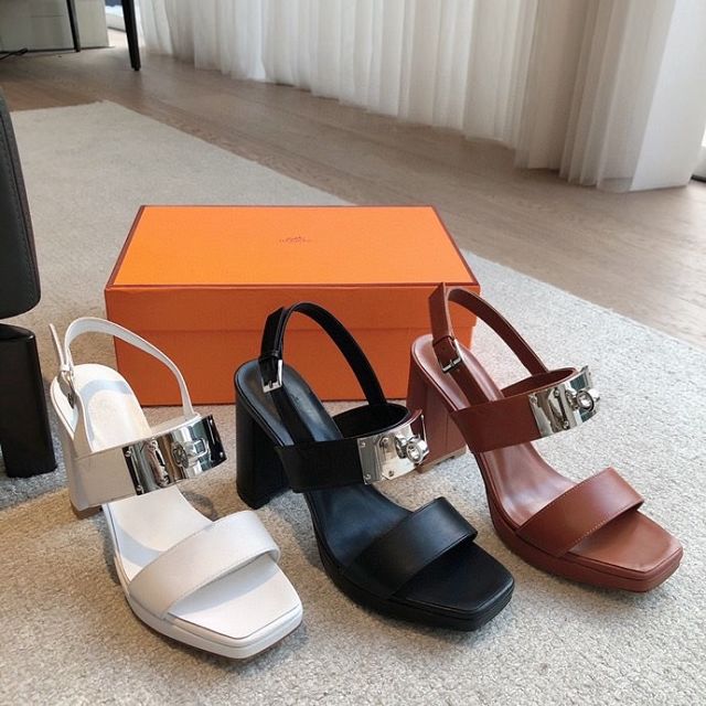 Hermes calfskin Ilona 90mm sandal HS0145