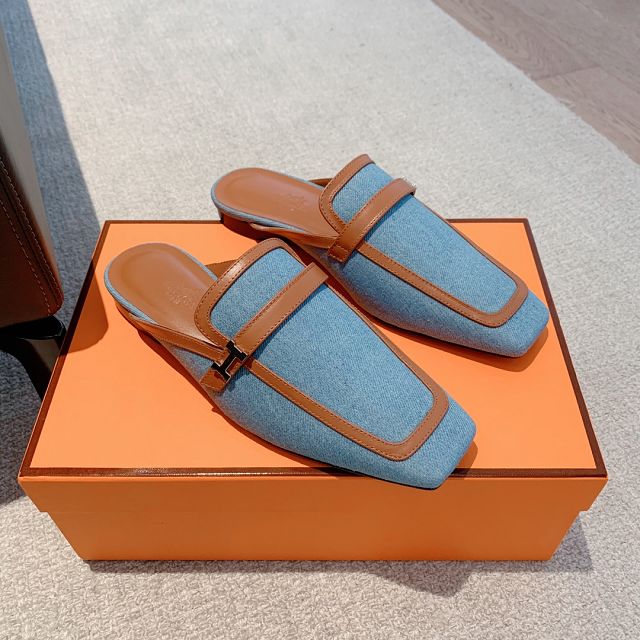 Hermes canvas groupie mule HS0223