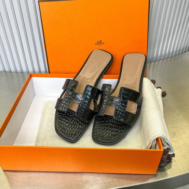 Hermes crocodile calfskin oran sandal HS0215