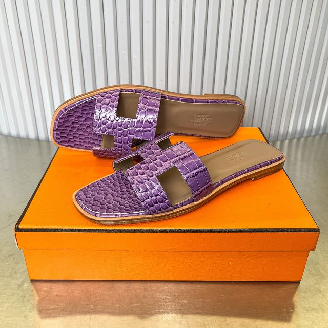 Hermes crocodile calfskin oran sandal HS0215