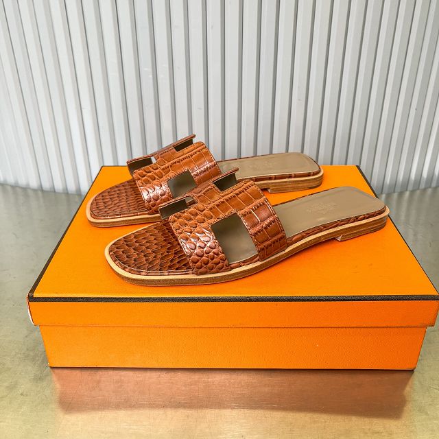 Hermes crocodile calfskin oran sandal HS0215