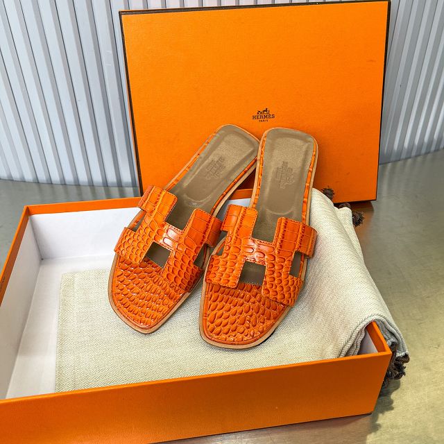 Hermes crocodile calfskin oran sandal HS0215