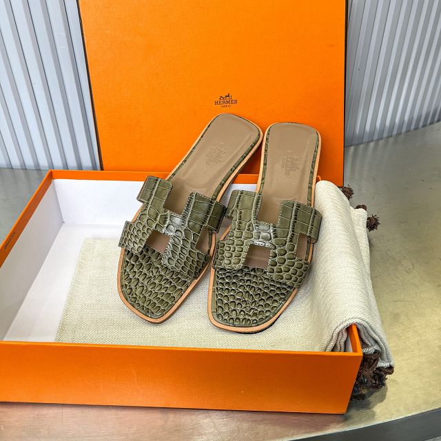 Hermes crocodile calfskin oran sandal HS0215