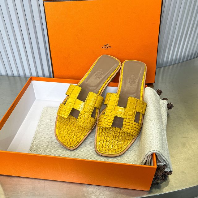 Hermes crocodile calfskin oran sandal HS0215