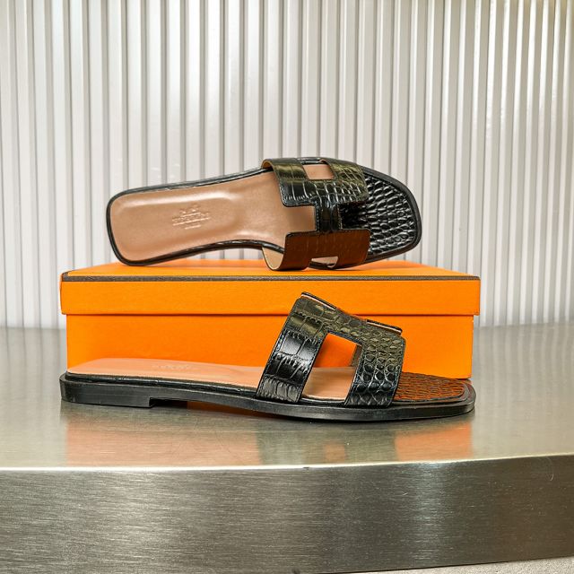 Hermes crocodile calfskin oran sandal HS0215