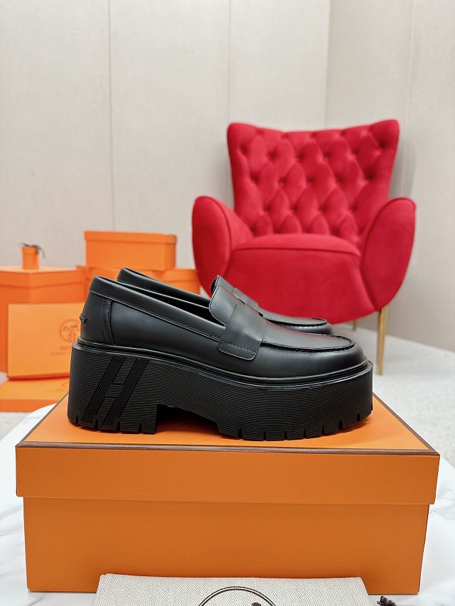 Hermes calfskin hitch loafer HS0238 black