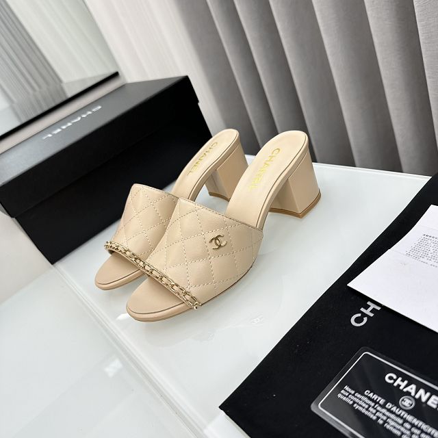 CC lambskin 65mm mules CH0078