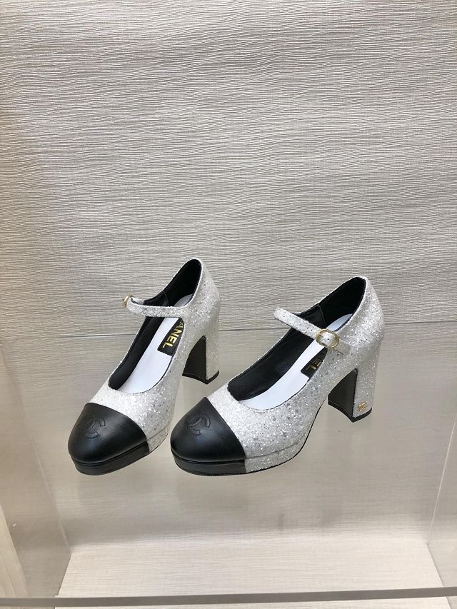 CC lambskin 90mm pumps CH0098