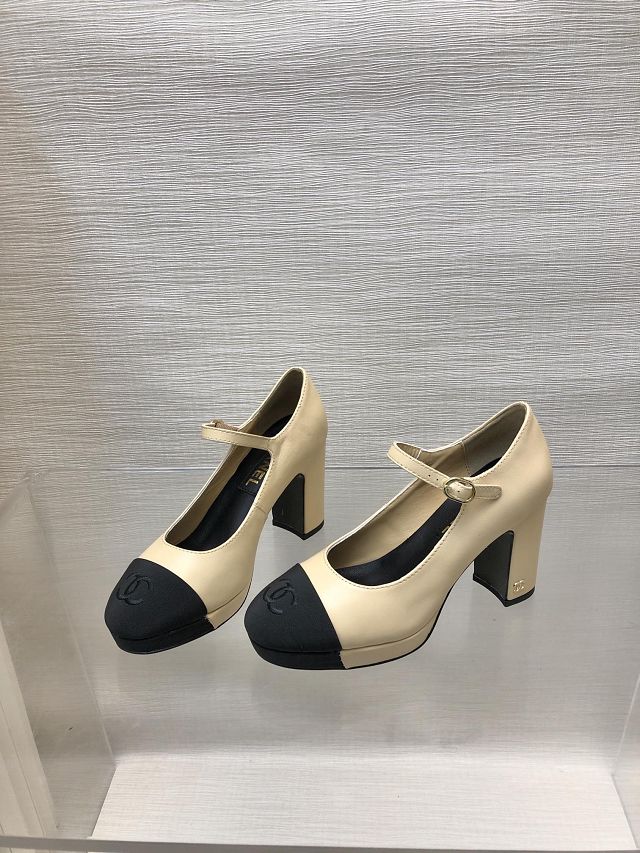 CC lambskin 90mm pumps CH0098